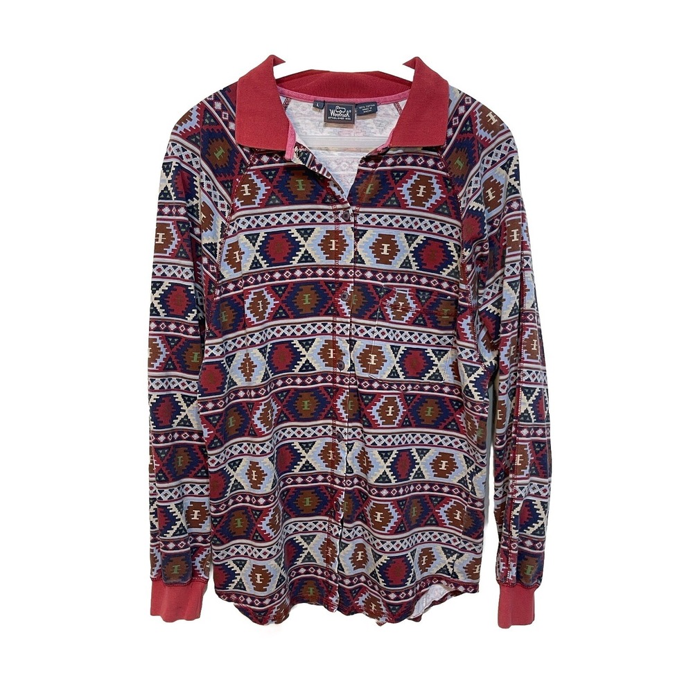 Woolrich Large Rugged Aztec Southwest Rodeo Ranch Cowgirl Button Shirt Women
